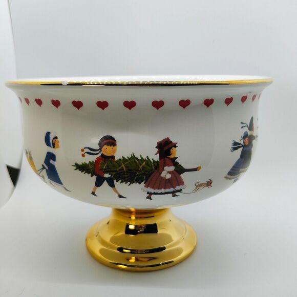 Vintage Y2K Charles Wysocki x Telaflora "CHRISTMAS LOVE 2000" Pedestal Bowl - Picture 4 of 13